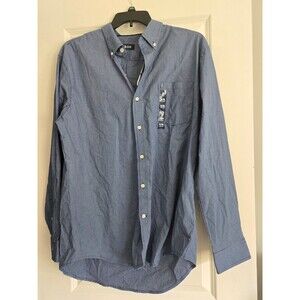 IZOD Men's XL Blue Gingham Button Down Shirt Long Sleeve